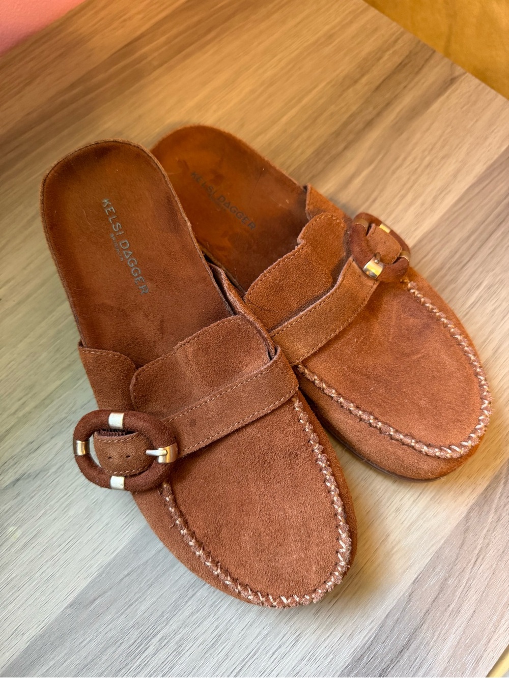 Kelsi Dagger Faze Suede Slip-On Mules Walnut Brown Size 8